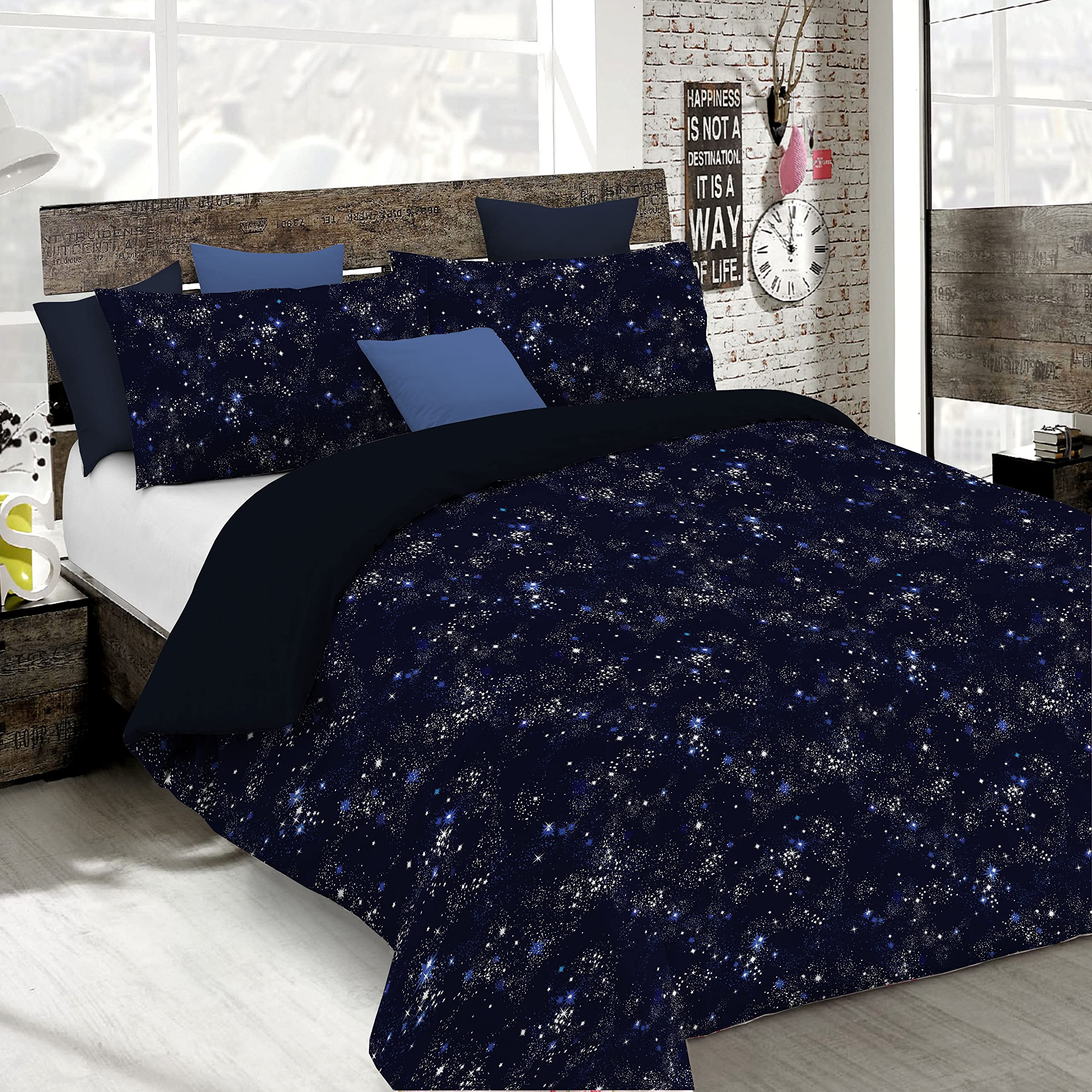 Housse De Couette 100% Coton 57 Fils - Taille 1 Place 140x200cm Ou 2 Places 240x220cm - Fermeture Boutons - Marque Cosy-Destock