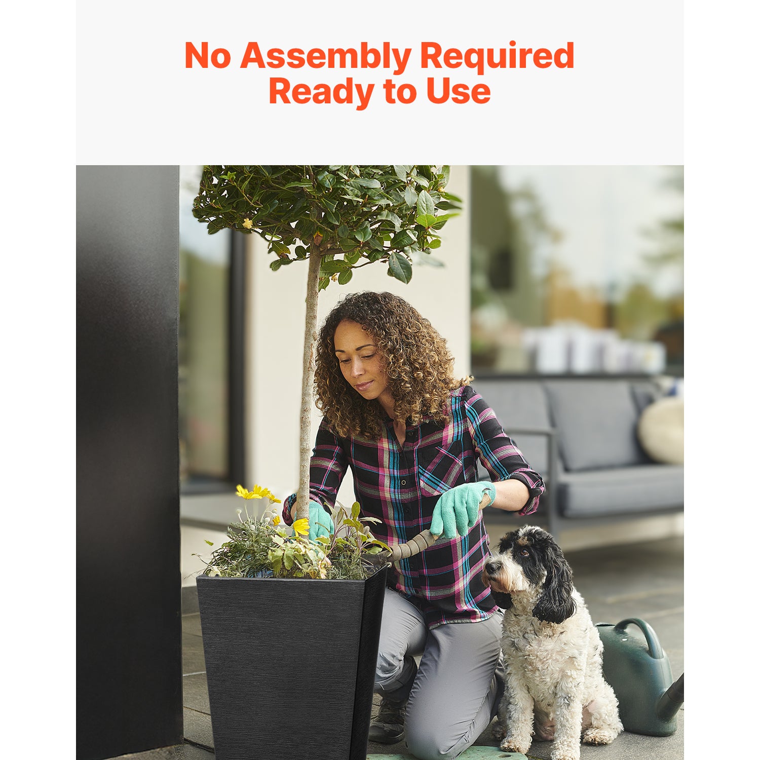 Ensemble de 2 jardinières SucceBuy d’extérieur 55 cm, carrées coniques noires avec drainage intégré, design moderne - 8