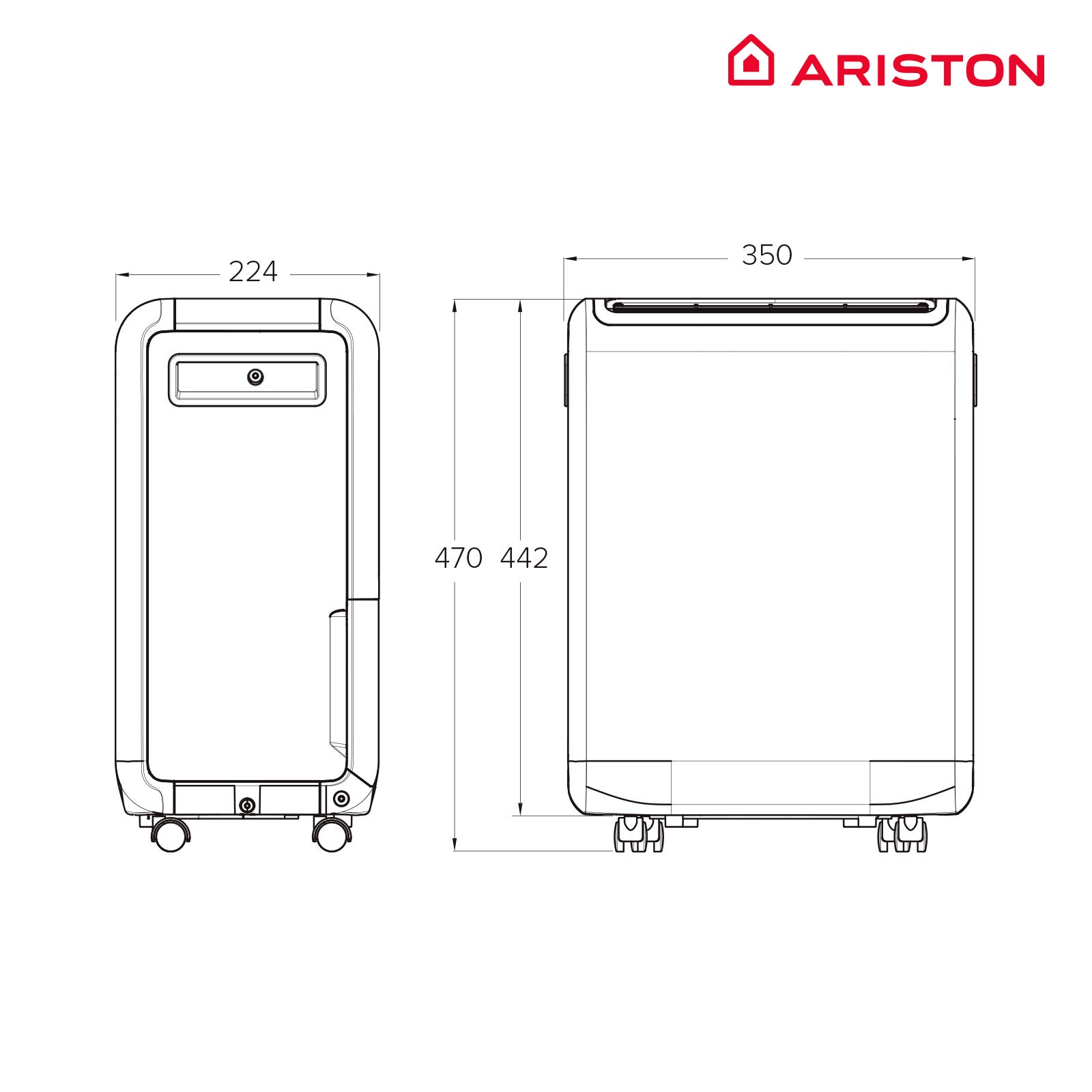 Ariston Deos Evo 12 - Déshumidificateur d'Air - Elimine l'humidité jusqu'à 12L/jour - Silencieux - Idéal Pièces jusqu'à 35 m² - 3