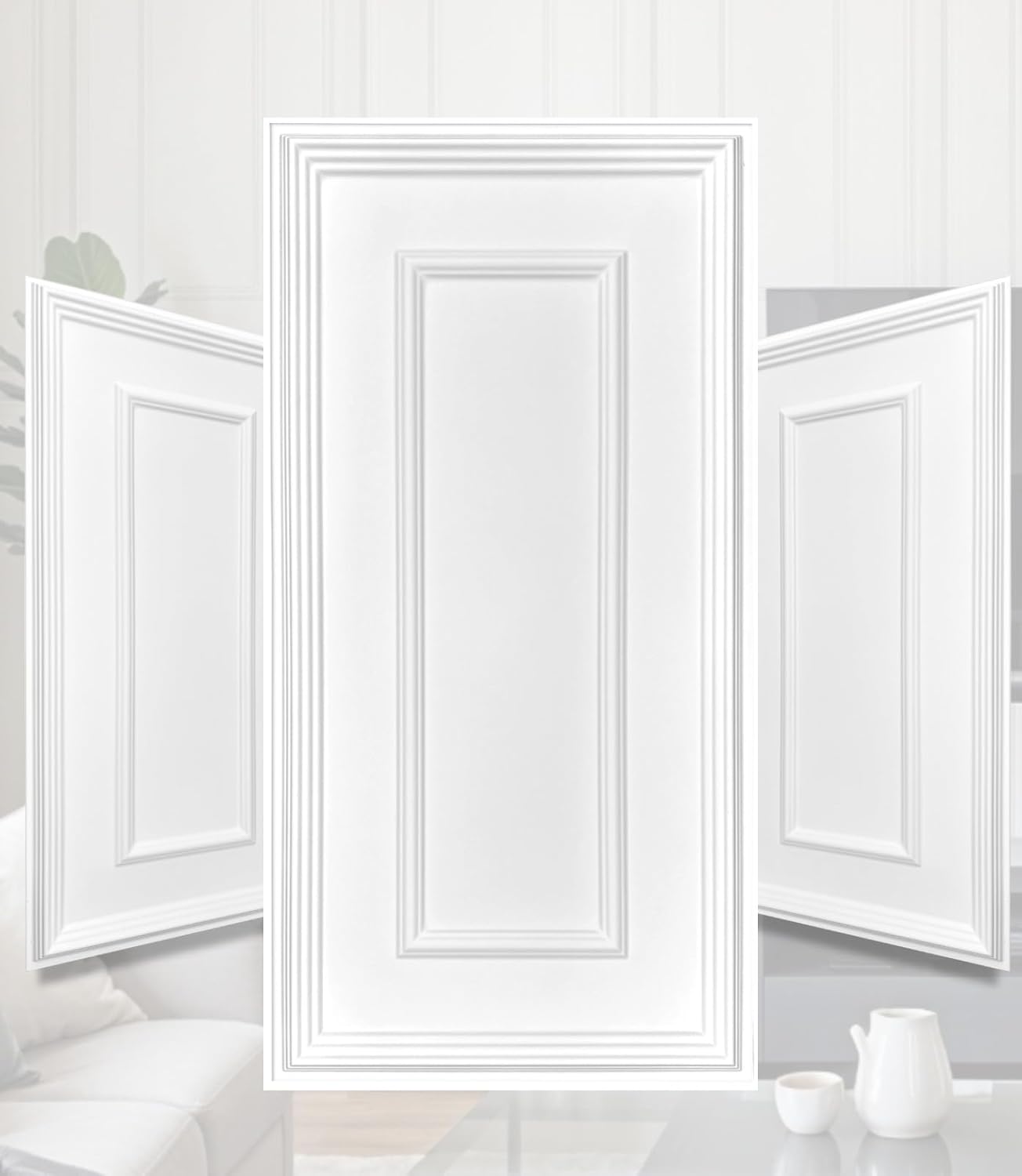 0.5m² Panneaux muraux 3D en PVC 100x50 cm – Design italien, effet moulures classiques, revêtement moderne pour salon, chambre et couloir TD100 White - 3