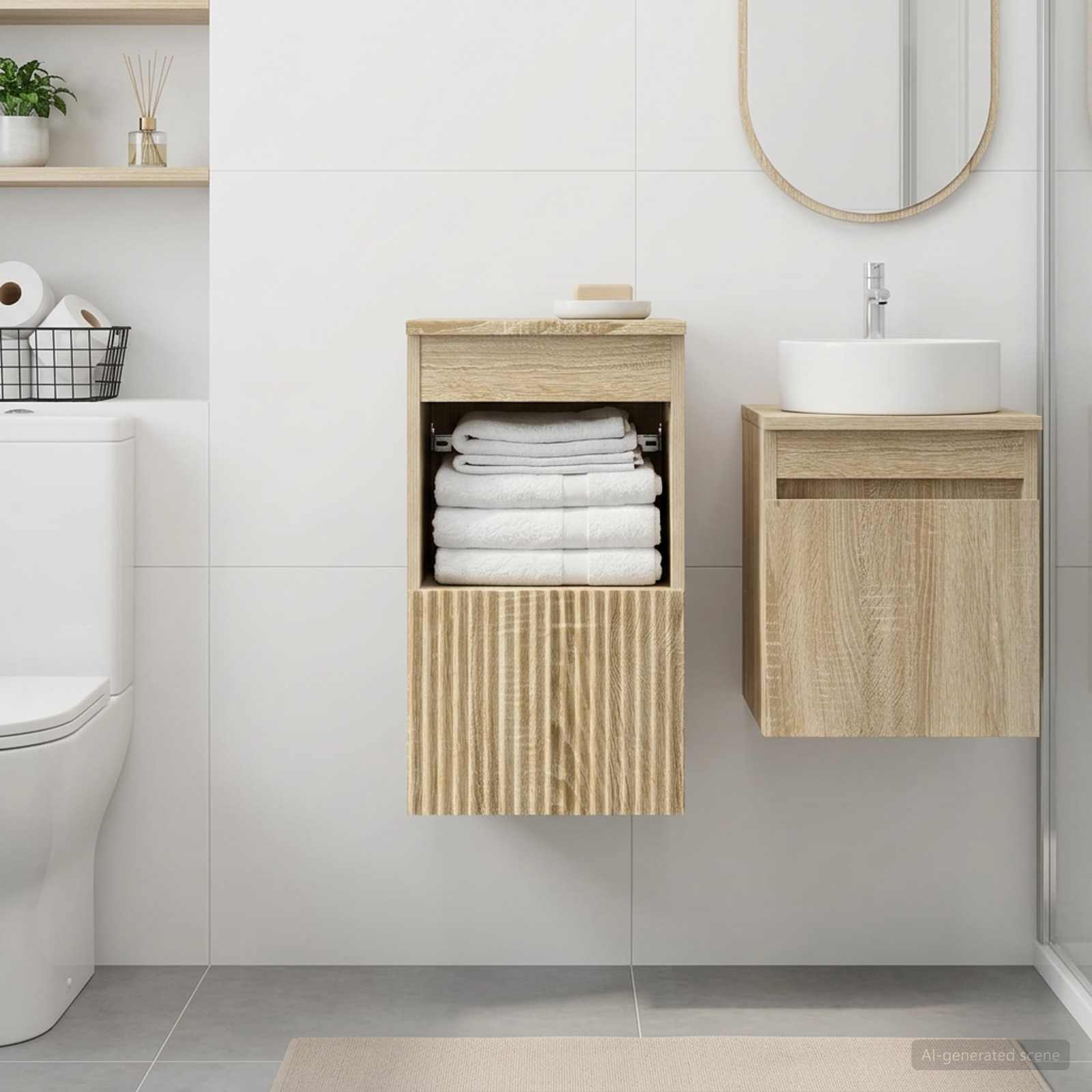 Mueble de baño roble, 30 × 35 × 50 cm