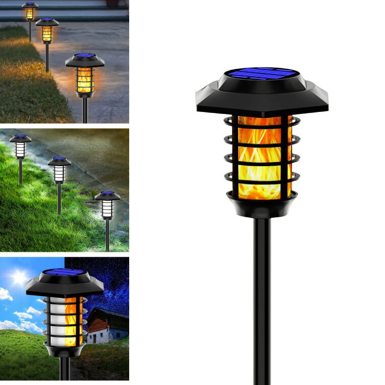 Słoneczne lampy ogrodowe, wodoodporne lampy słoneczne z migoczącym płomieniem, zewnętrzne lampy słoneczne na dziedziniec, ganek, podjazd, ogród