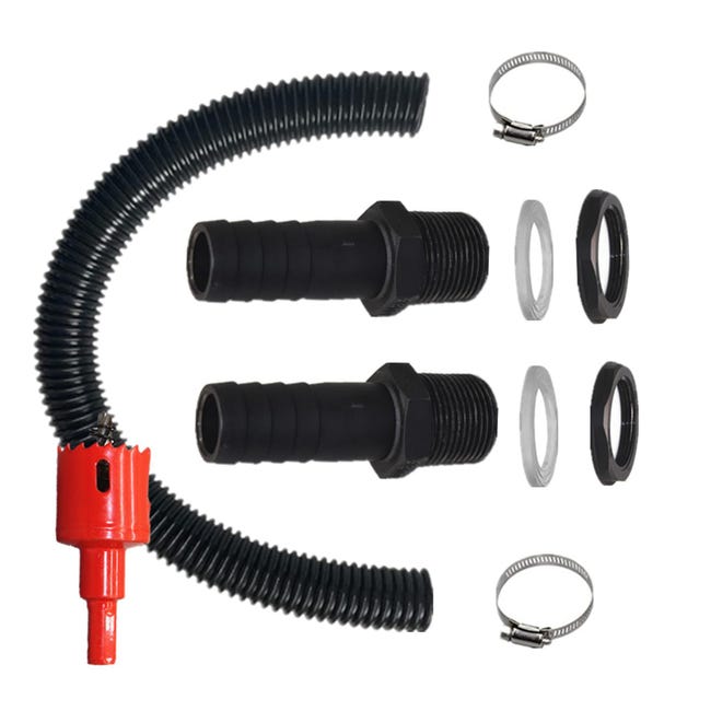 Set di collegamento per serbatoi di acqua piovana, 25 mm, 1 pollice, connettore per tubo flessibile per serbatoi di acqua piovana, tubo per raccolta pioggia Set di collegamento per serbatoi di acqua piovana, 25 mm, 1 pollice, connettore per tubo flessibile per serbatoi di acqua piovana, tubo per raccolta pioggia