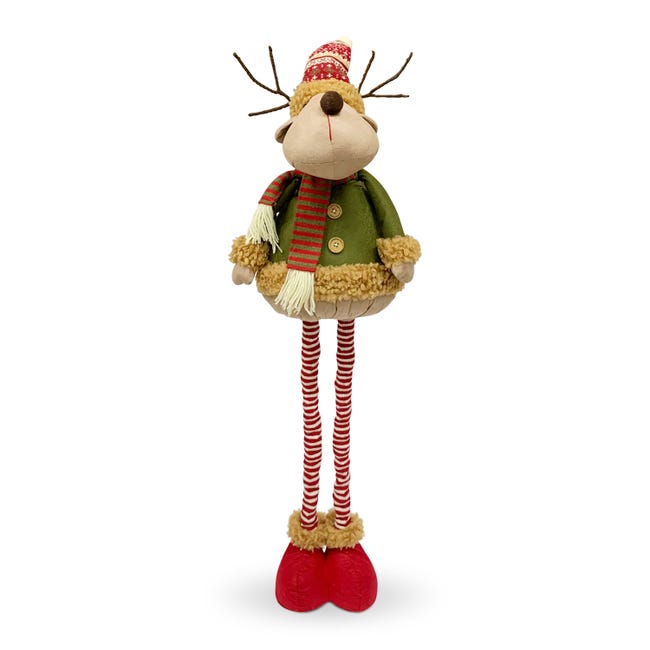 2 Peluche Di Natale 23 Cm - Babbo Natale E Renna In Tessuto Morbidissimo, Giocattoli Soffici Per Decorazione Festiva E Regalo Bambini
