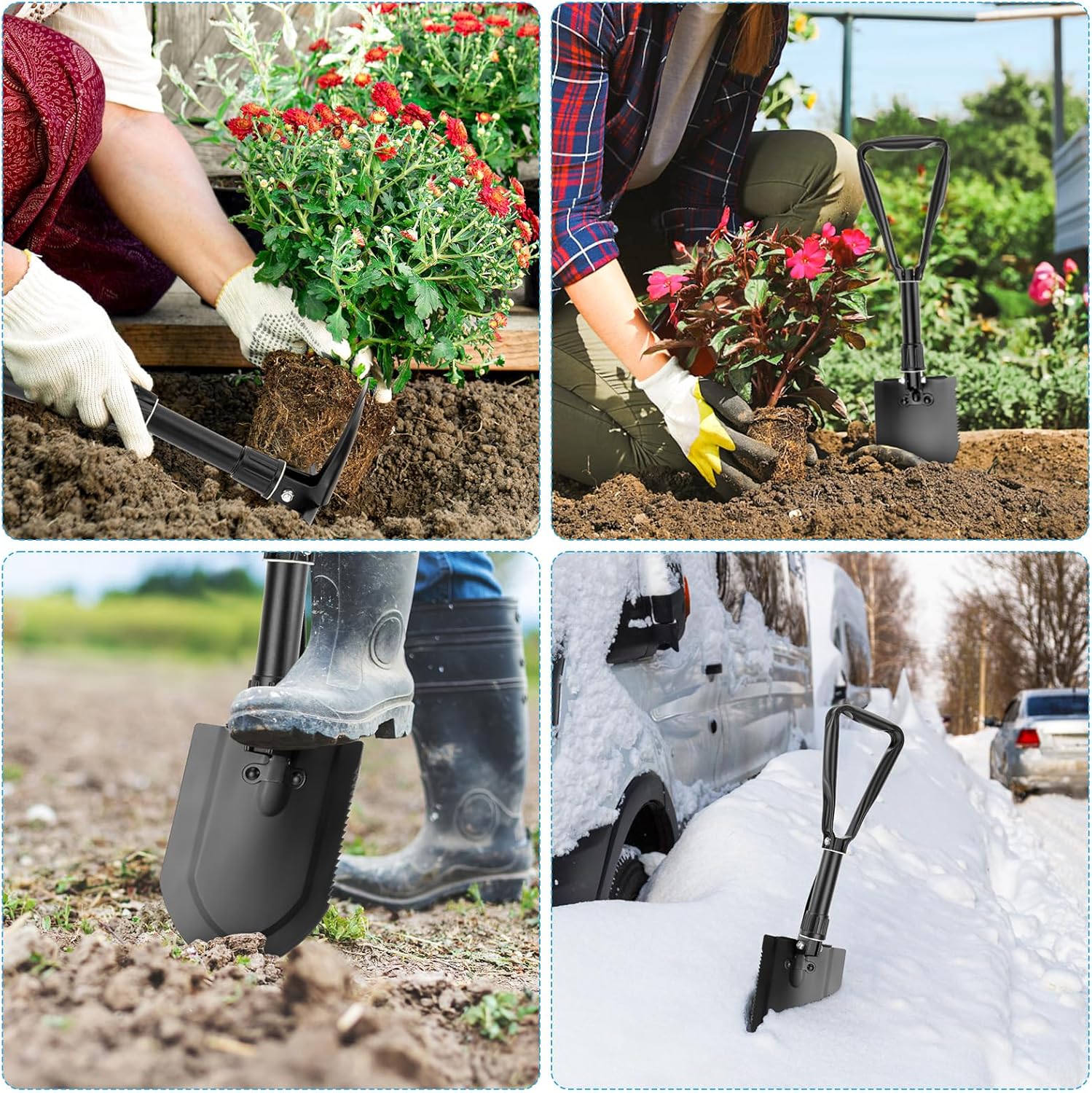 Pelle Multifonction, Pelle Pliante Portable 59cm, Pelle Pliante Multifonctionnelle pour Couper Branches, Camping, Jardinage, Voiture d'urgence, Sac à - 3