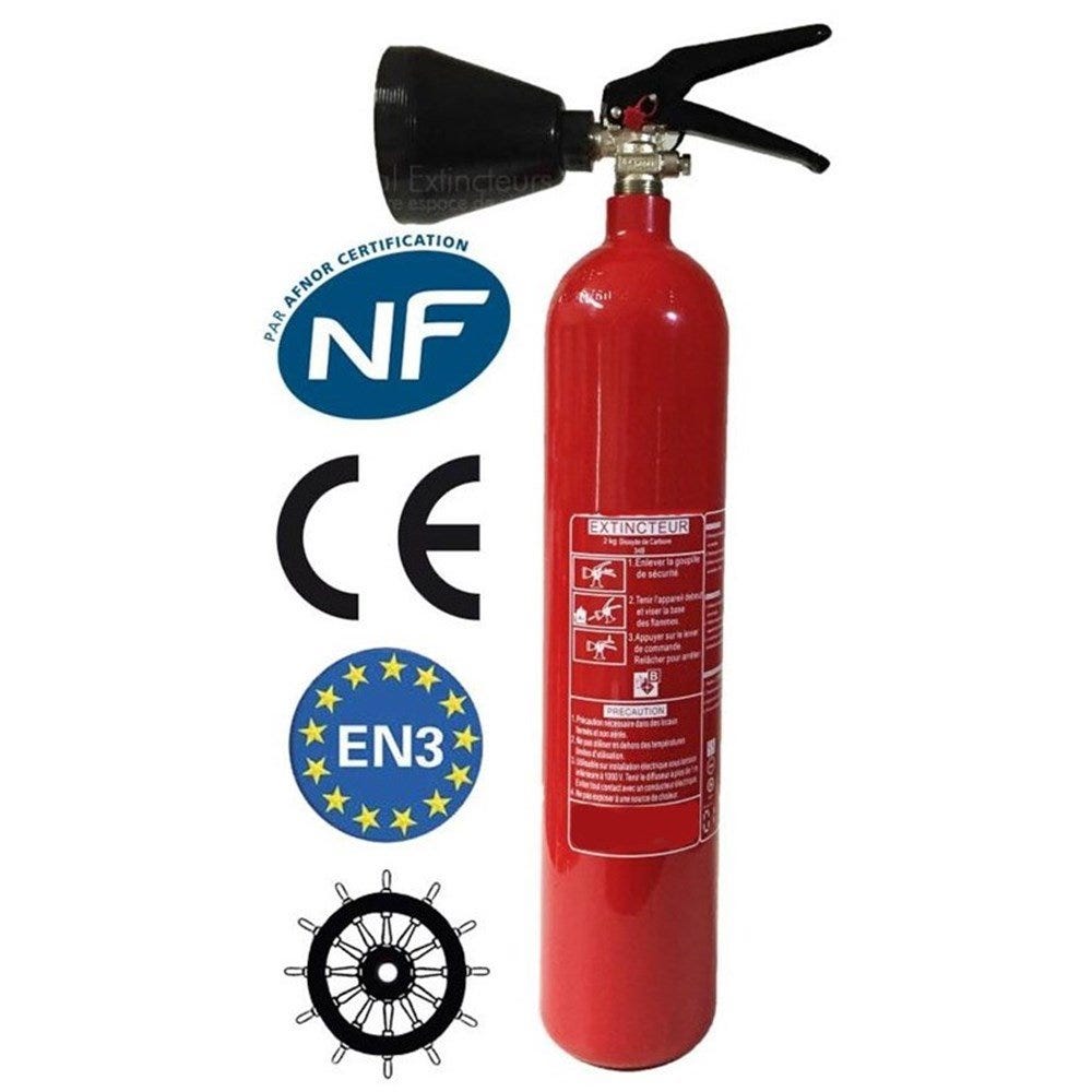 Extincteur CO2 2Kg NF Avec Support De Fixation - Homologué Marine Et Incendie
