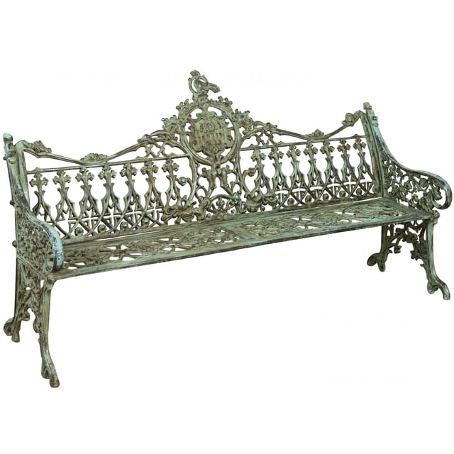BISCOTTINI Banc de Jardin en Fonte - Banc d'Extérieur pour 3 - Bancs de Jardin Finition Vert Antique - Style Art Nouveau - 180x65x100cm