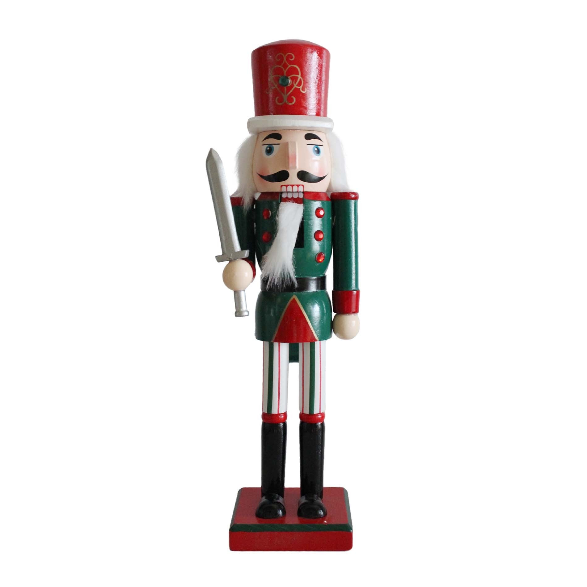 SHATCHI Schiaccianoci natalizi assortiti in legno, 38 cm, set da 3 pezzi, statuette di soldati re burattini, decorazione natalizia per la casa