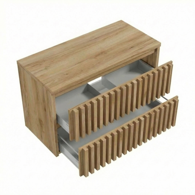 Meuble de salle de bain avec sa plaque de recouvrement, SAT Delano, 100x56x46 cm chêne mat (DELANO100ZDDE) - 3