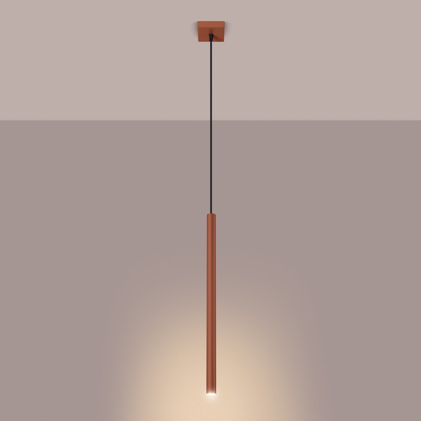 Lampa wisząca BRILL 1 ochra czerwona LED 3000K - 8x8x114cm Sollux
