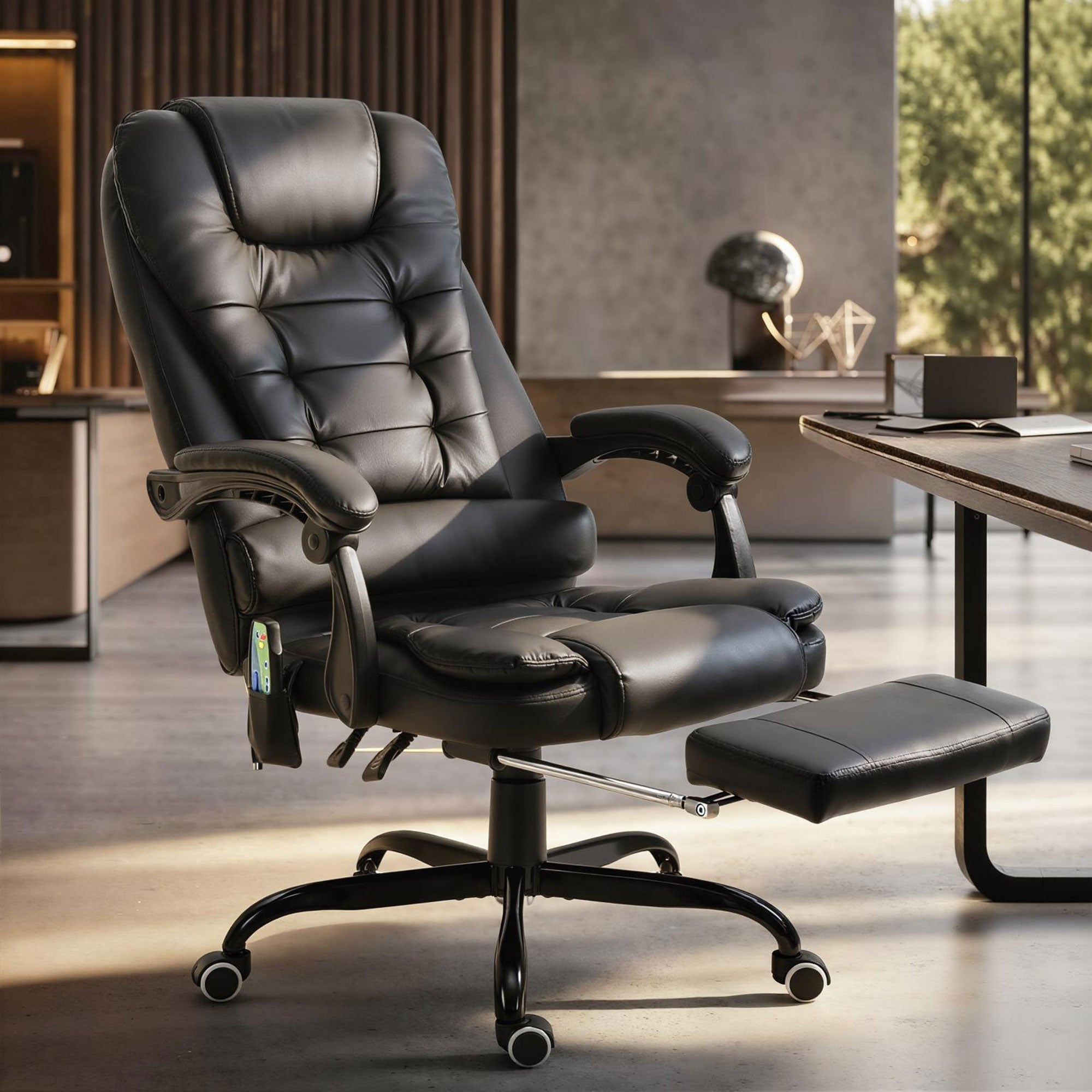 Fauteuil de bureau avec 7 points de massage,repose-pieds rétractable ...