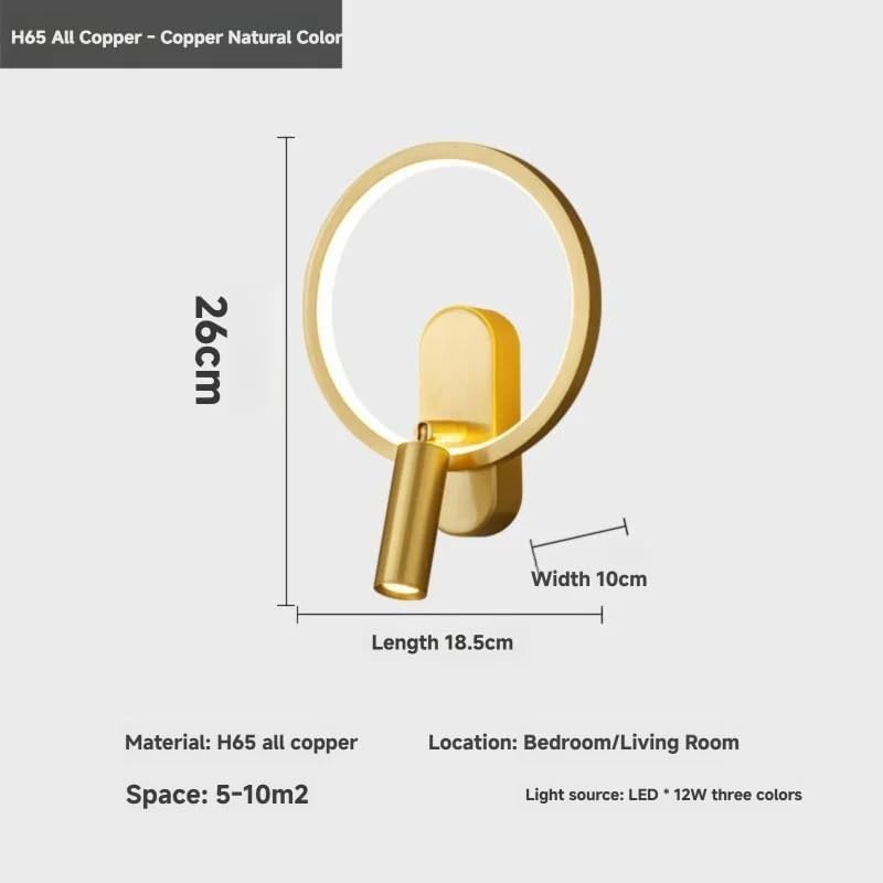 (Copper color) Générique Applique murale tout cuivre, lampe de chevet simple et minimaliste, éclairage luxueux, ambiance créative dans la chambre - 2