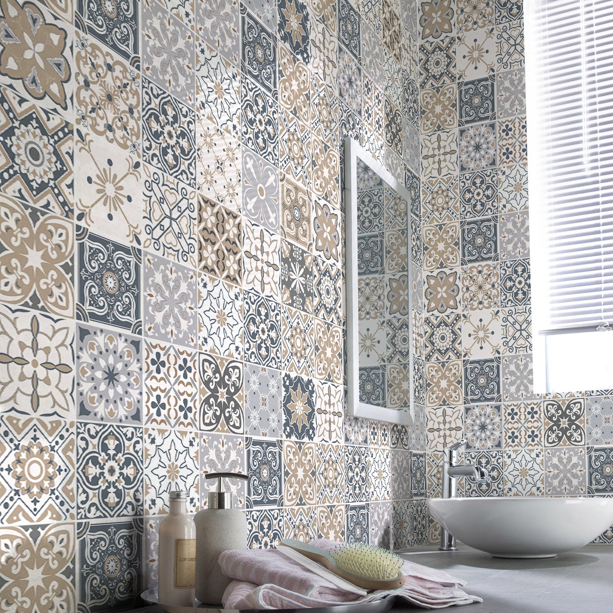 30 vinilo baldosas azulejos paviecia - adhesivo de pared - revestimiento sticker mural decorativo - 30stickers10x10cm - 3