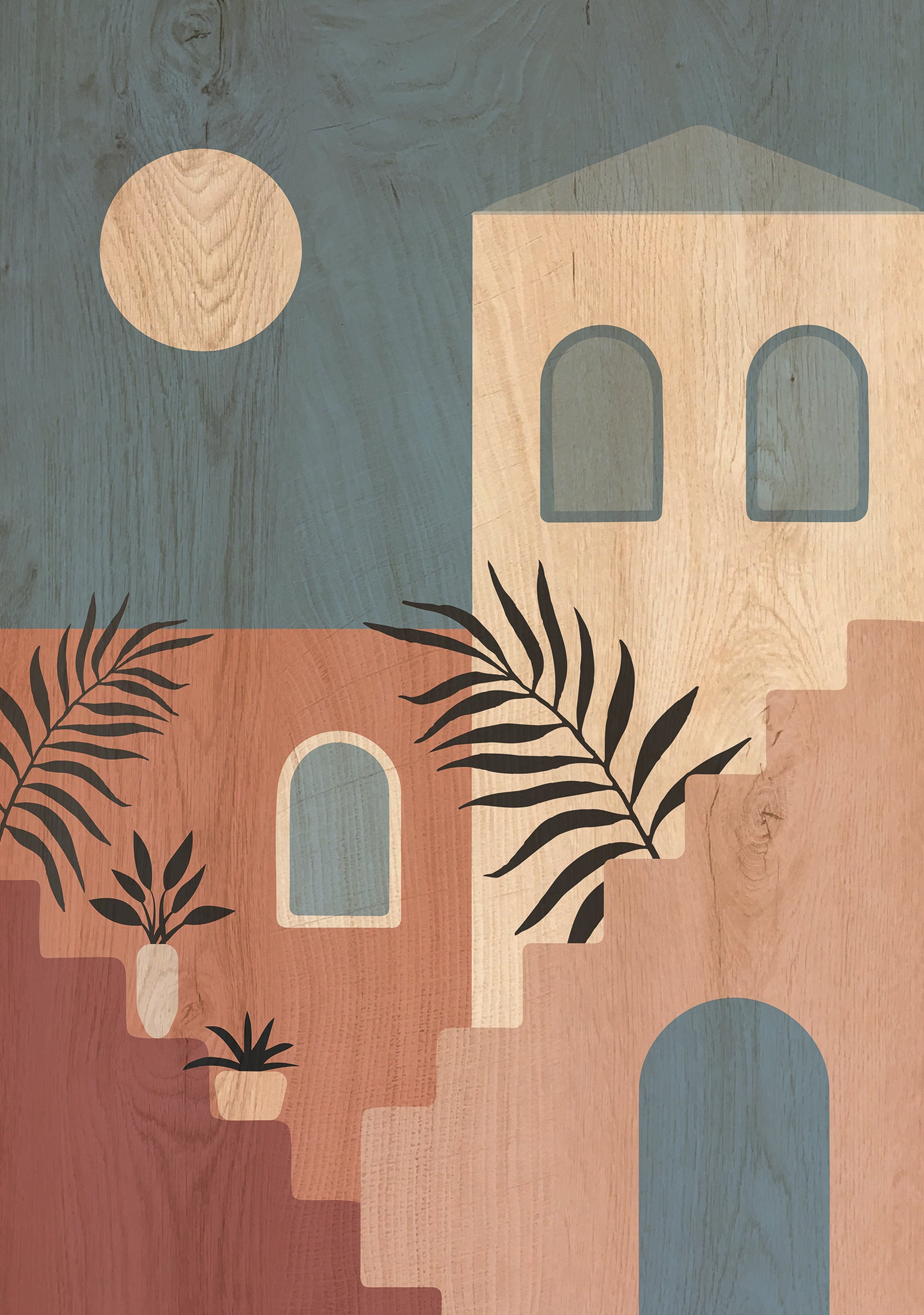 Impression sur Bois Traversées d'Escaliers 30x42 - 6