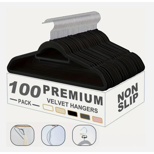 Lot De 10 Cintres Antidérapants Velours Noir 42cm - Organisation Robes Et Vêtements
