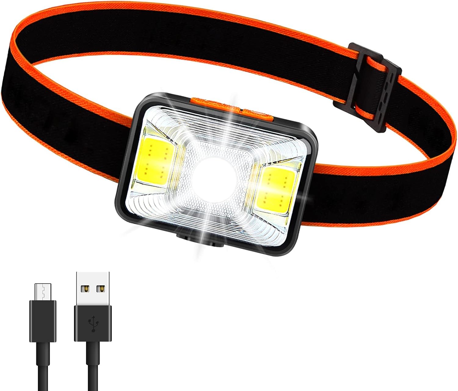 Ładowalna przez USB Latarka Czołowa, Super Jasna Latarka Czołowa 1800mAh z 5 Trybami Oświetlenia Wodoodporna Latarka Czołowa COB IPX5 do Wędkarstwa