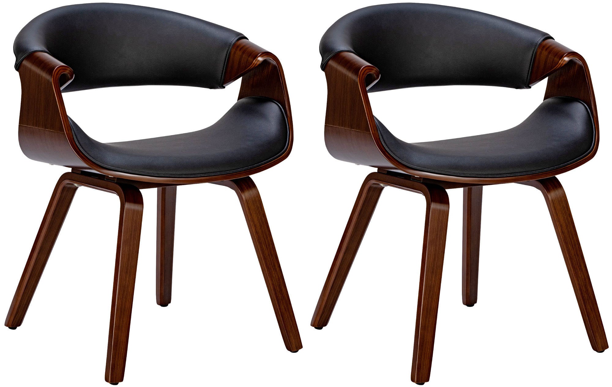 Lot de 2 chaises de salle à manger Foley en simili cuir noyer/noir