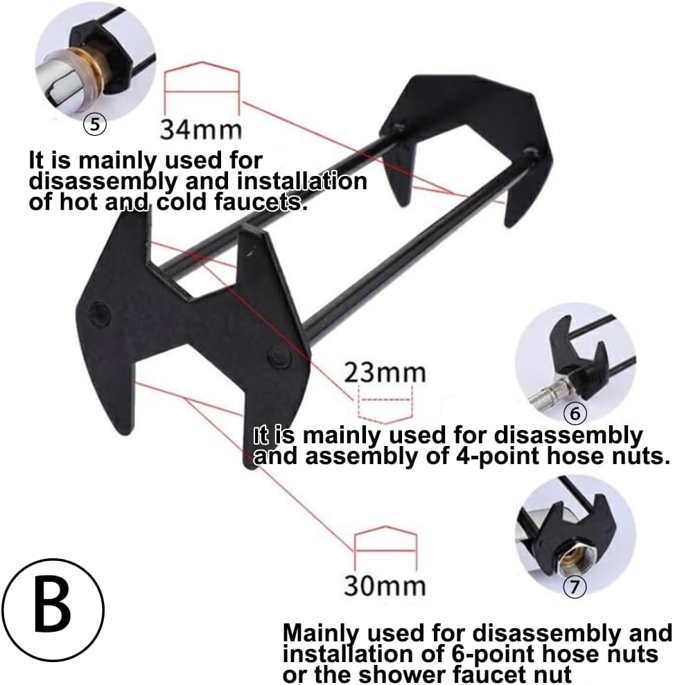 Lot de 2 clés de robinet - 7 tailles, multifonctionnelles - pour robinetterie de réparation d'évier, de salle de bain, de cuisine - 3