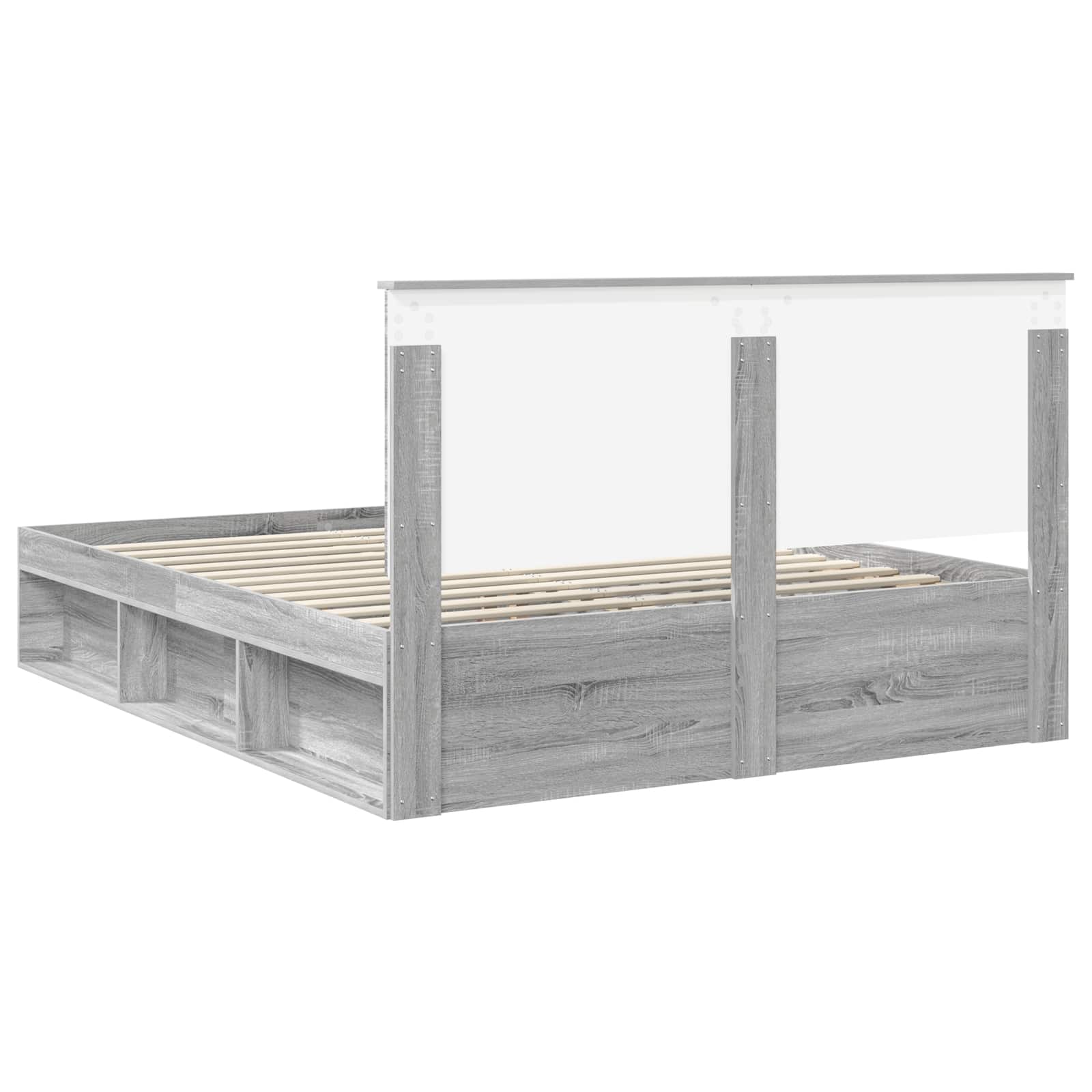 Cadre de lit gris 160 x 200 cm en bois de pin massif - 9