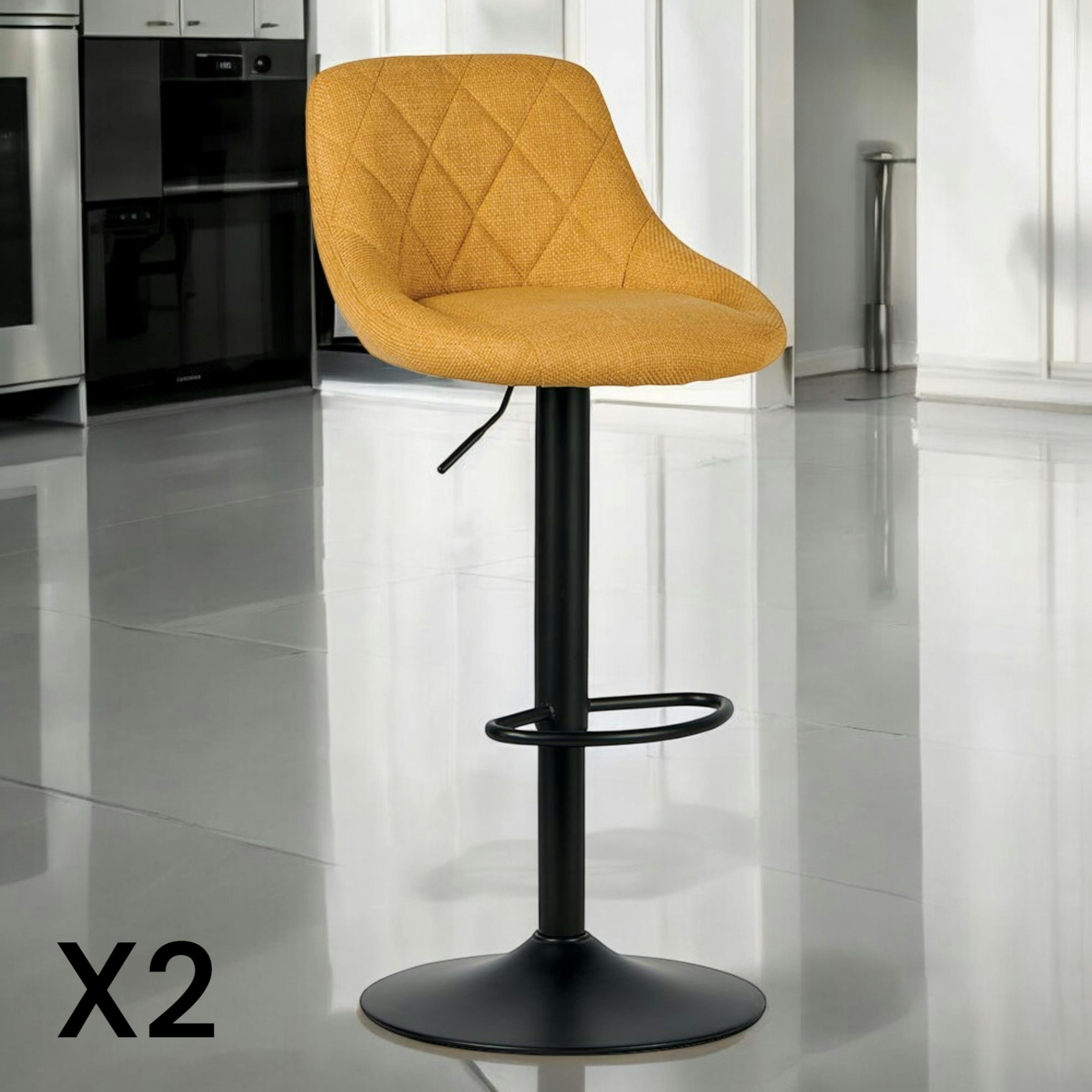 Tabourets De Bar Réglables Avec Dossier - Lot De 2, Simili Cuir, Pivotant 360°, Hauteur Ajustable - Pour Cuisine, Bar, Comptoir