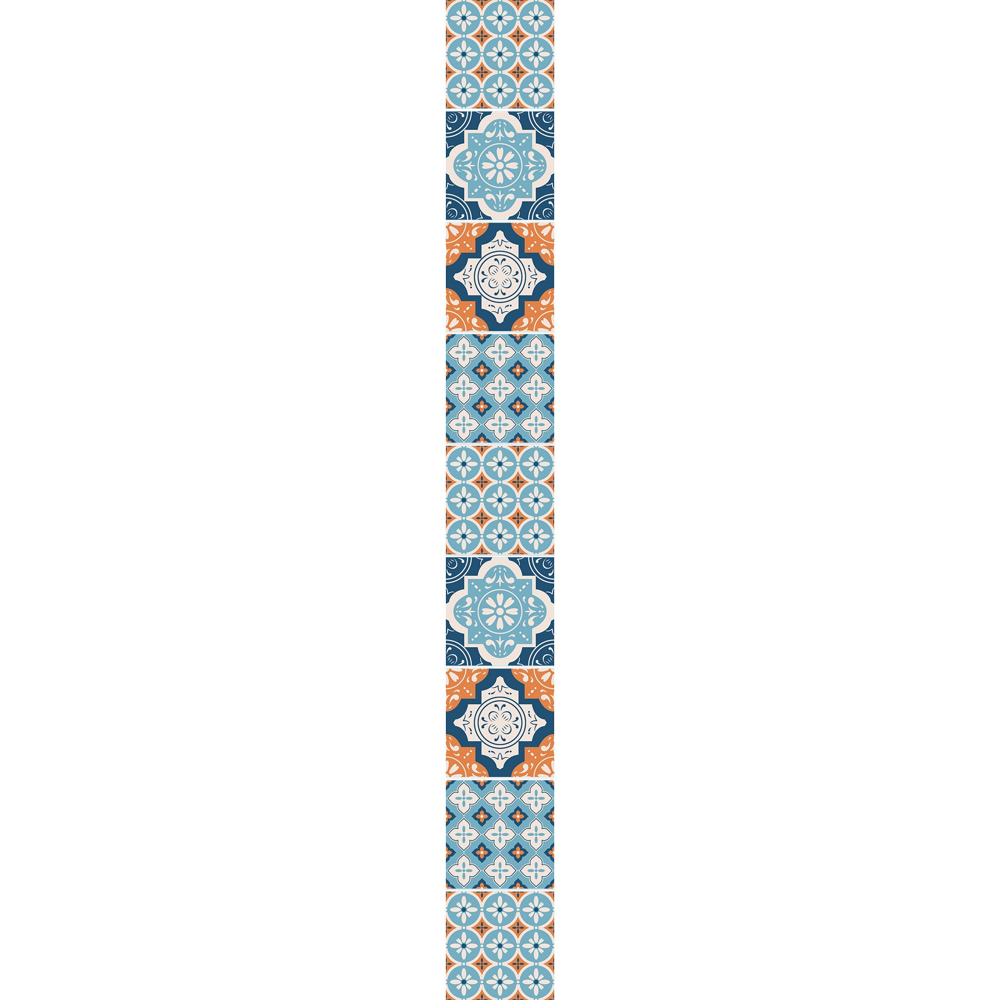 Sticker carrelage adhésif décoratif autocollant, cavalese, motif carreaux de ciment ancien orange et bleu, x9, 10 cm X 10 cm - 2