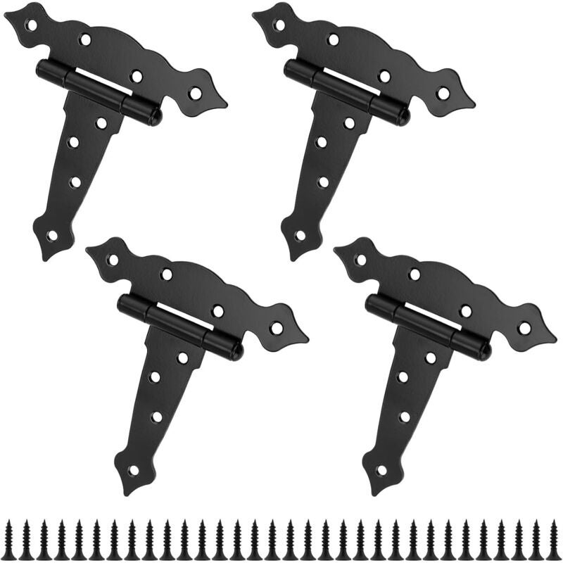Set de 4 balamale robuste, clasice, negre, de 12,7 cm, pentru uși de grădină, hambare, porți și garduri din lemn 4buc