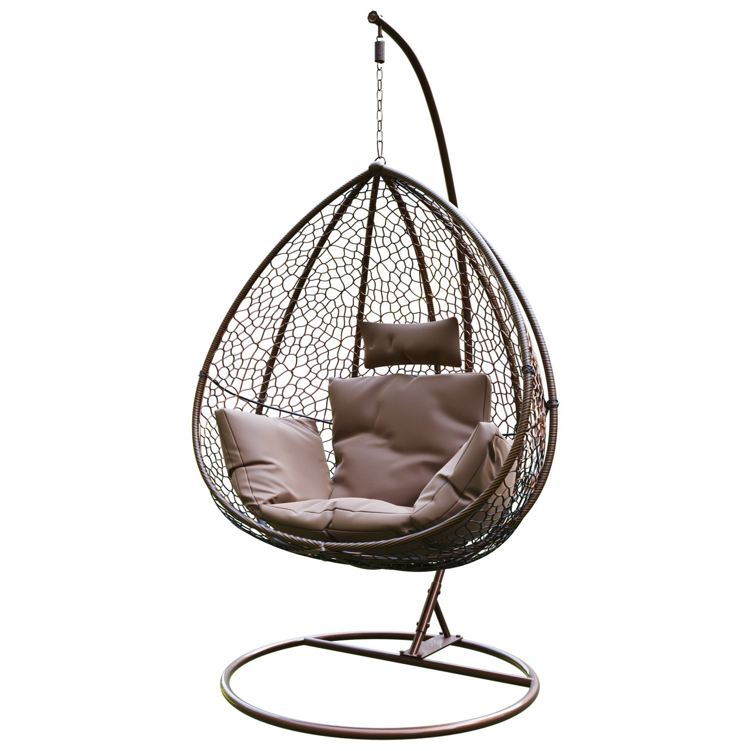 YITAHOME Sedia a Dondolo Carico Massimo 150kg Poltrona Sospesa da Giardino con Cuscini, Struttura in Rattan Robusta Sedia Amaca Appesa con Catena e Gancio a S per Interni ed Esterni, Marrone