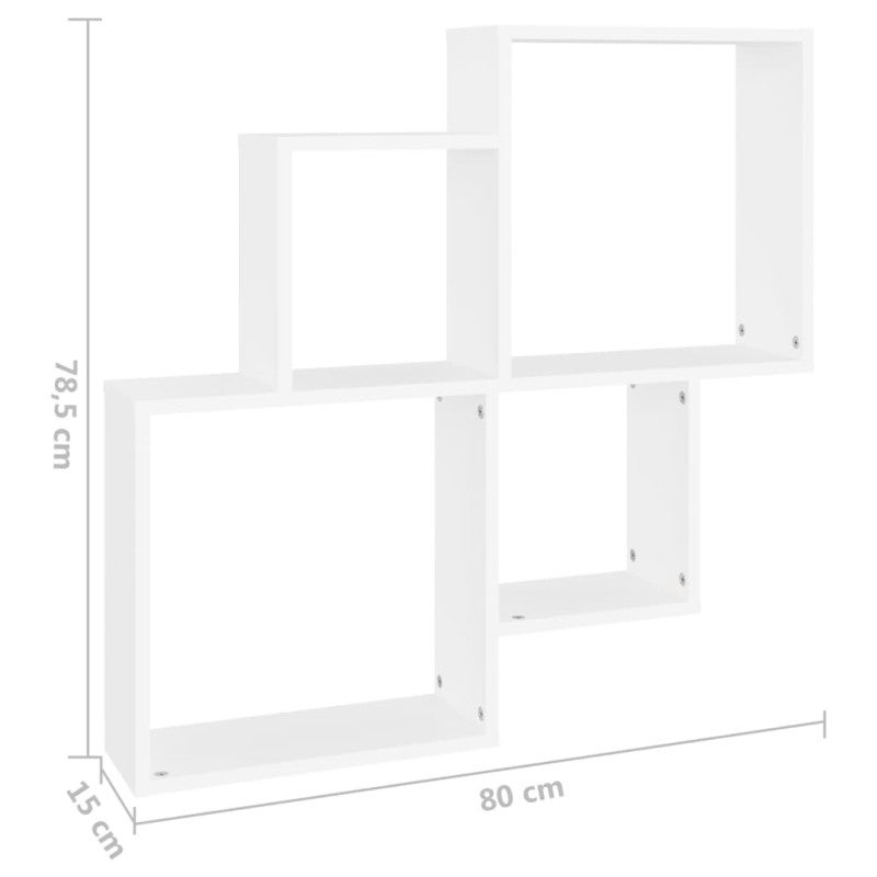 vidaXL Mensola da Parete a Cubo Bianca 80x15x78,5 cm in Multistrato - 6