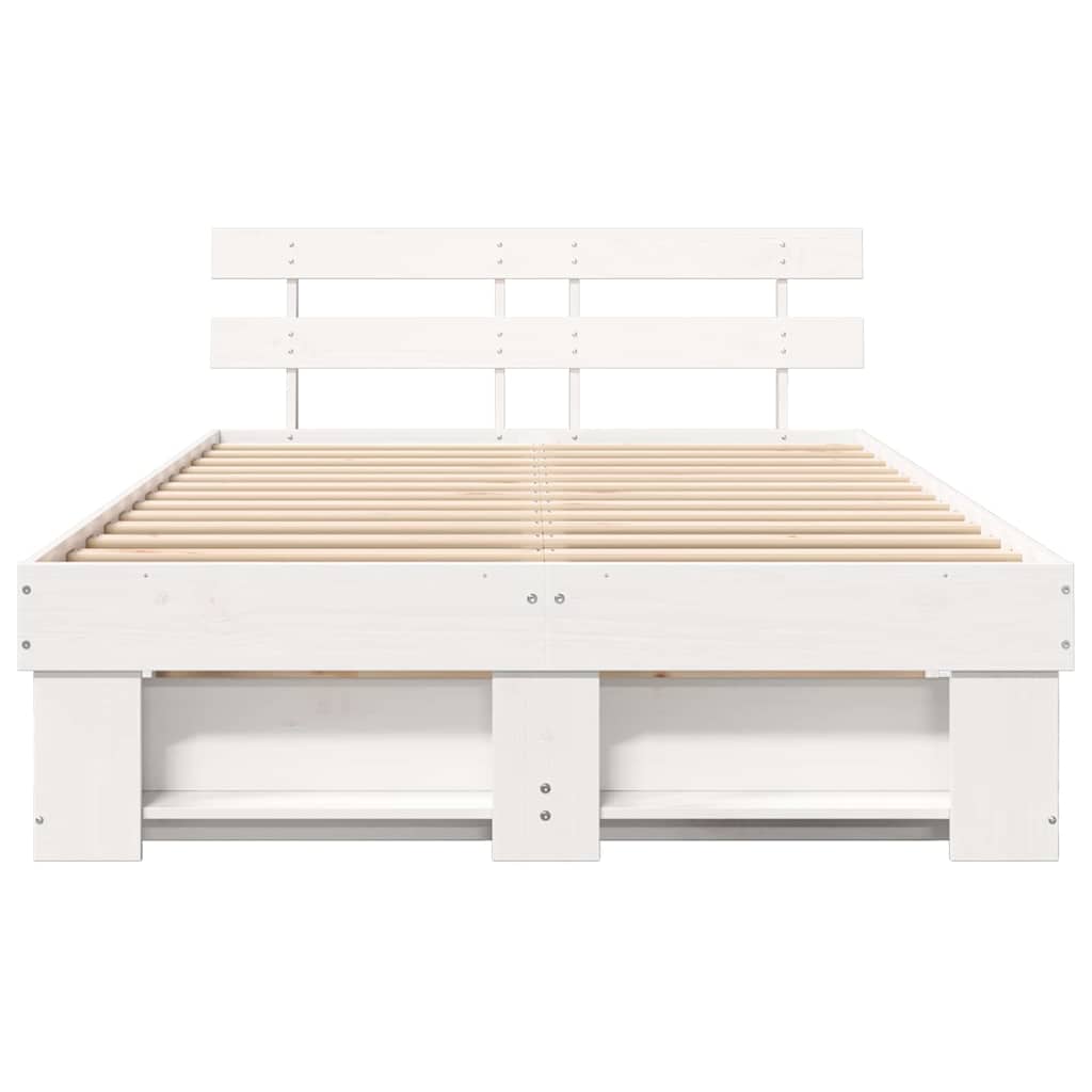 Cadre de lit avec tête de lit blanc 120 x 190 cm en pin massif - 5