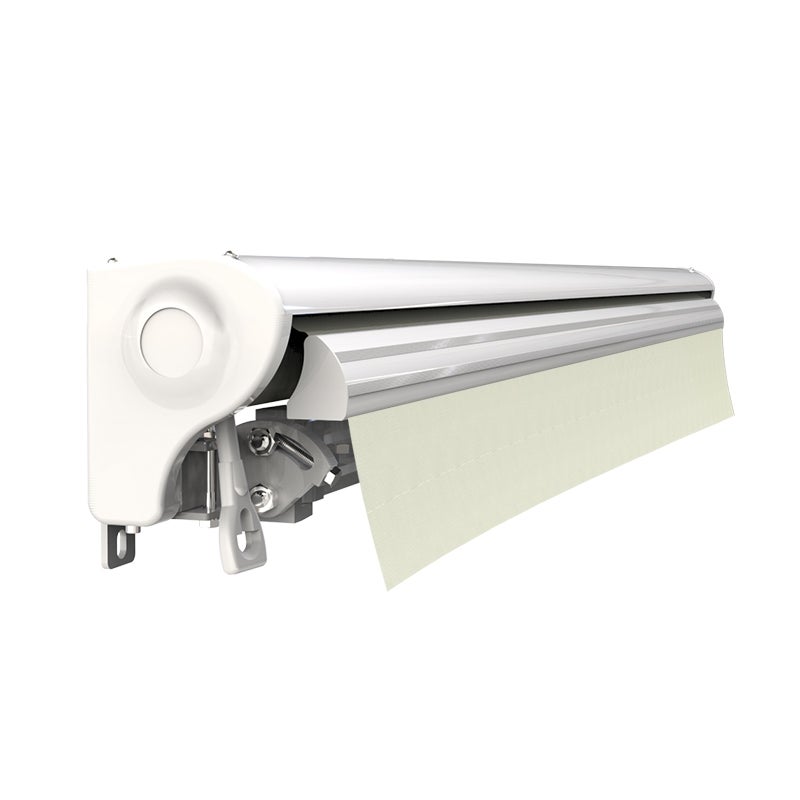 Store banne motorisé et manuel 4 x 3 m Demi coffre pour terrasse - Écru - 3