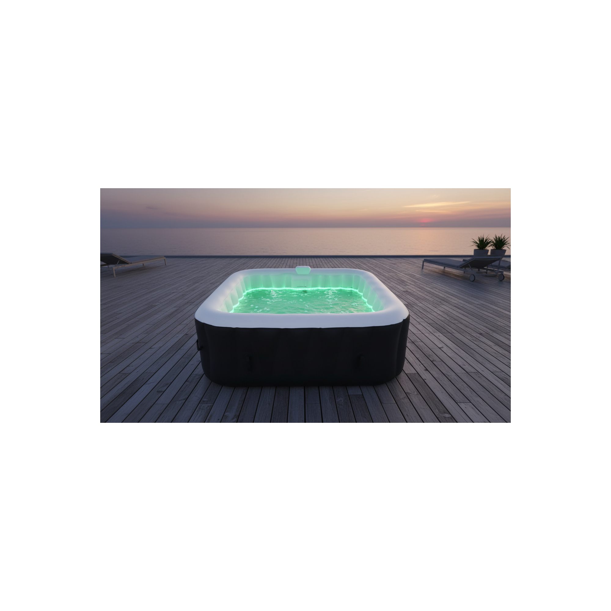 Spa gonflable 6 places carré - Sunspa - Bandeau LED inclus - Dimensions : 185 x 185 cm - 2