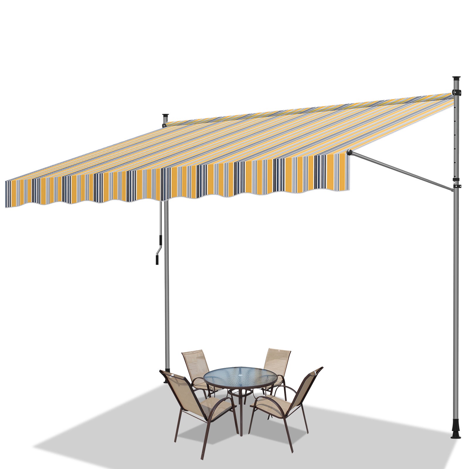 Toldo de balcón mango de toldo retráctil manual a prueba de rayos ultravioleta azul amarillo 2m