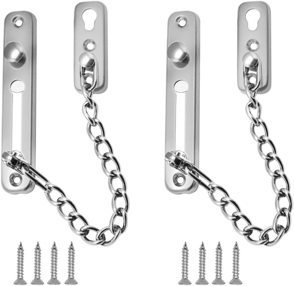 Chaîne de porte en acier inoxydable avec 4 vis, loquet de sécurité pour