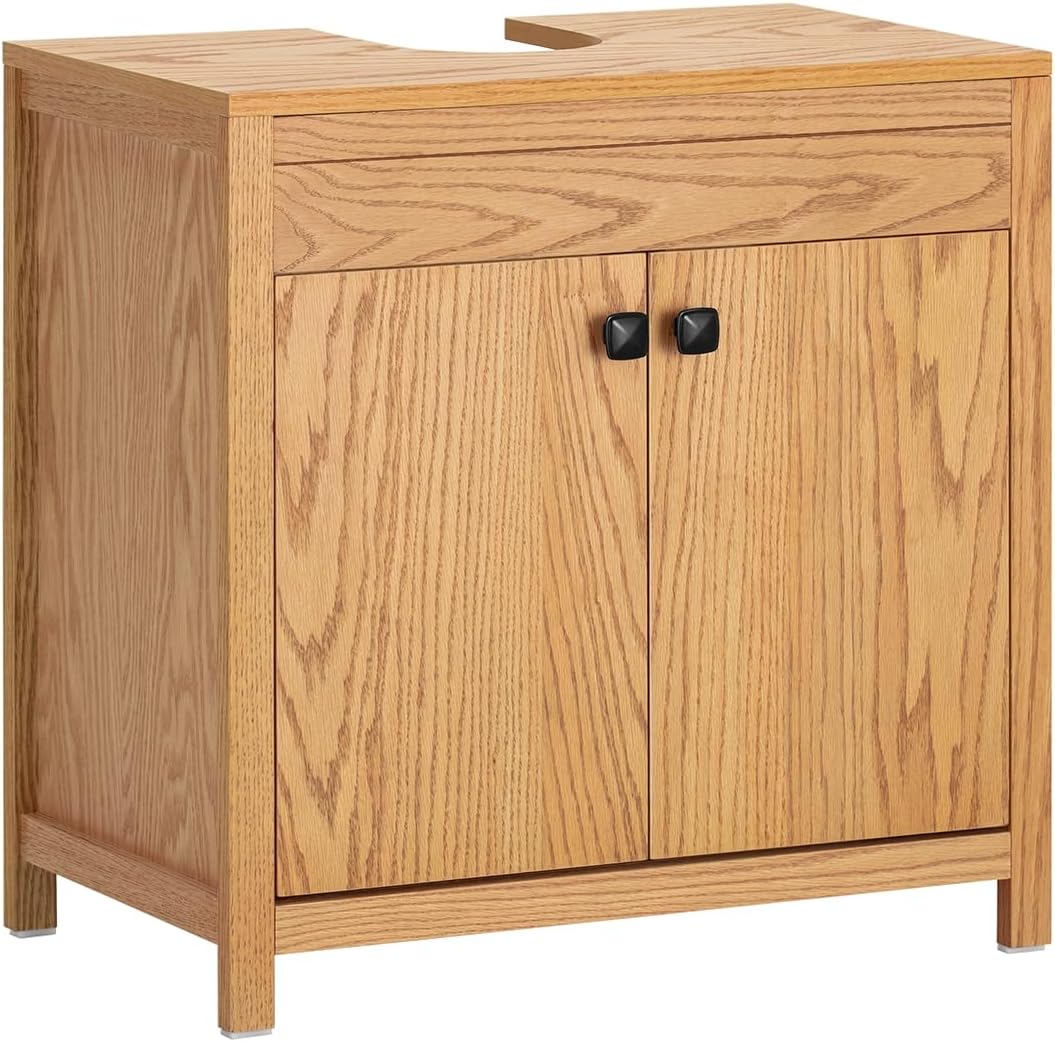 SoBuy Szafka pod umywalkę Łazienka drewno półki za drzwi BZR98-N