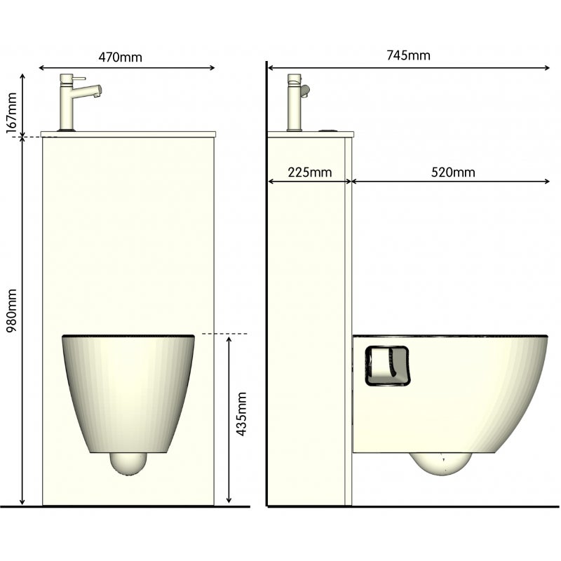Pack WC suspendu avec lave-mains intégré + abattant frein de chute - 2