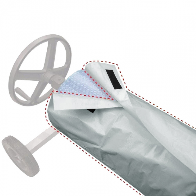 Wodoodporna, zwijana osłona basenowa, skutecznie chroni przed słońcem, wiatrem, deszczem, kurzem i promieniowaniem UV - 490 x 96 cm, kolor szary