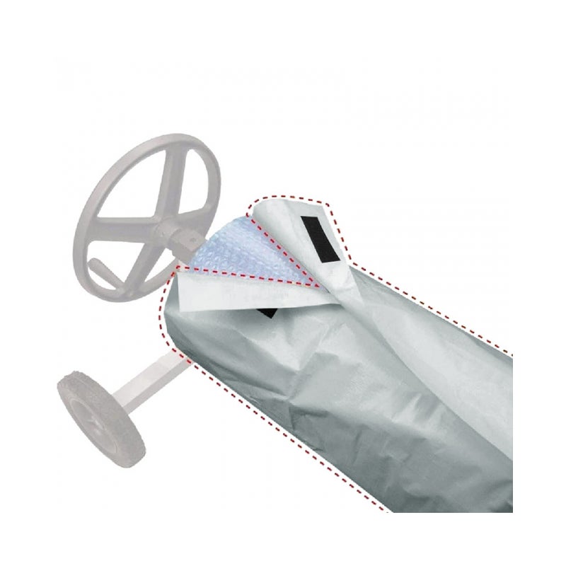 Wodoodporna, zwijana osłona basenowa, skutecznie chroni przed słońcem, wiatrem, deszczem, kurzem i promieniowaniem UV - 490 x 96 cm, kolor szary