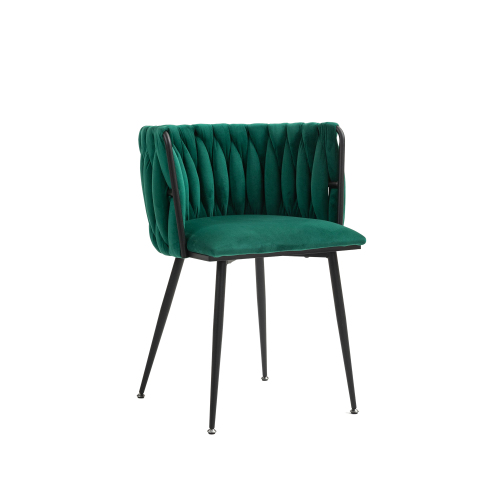 Juego de sillas de comedor de terciopelo moderno y lujoso con patas de metal dorado