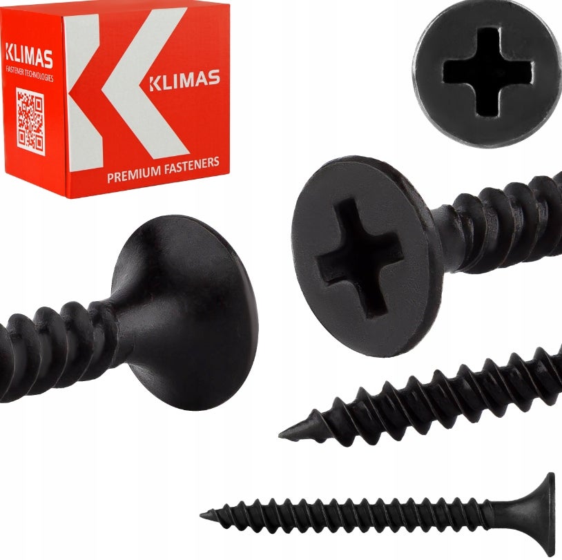 Wkrety do plyt gipsowych GK do metalu 3,5x45mm 500 szt. Czarne Klimas KSGM