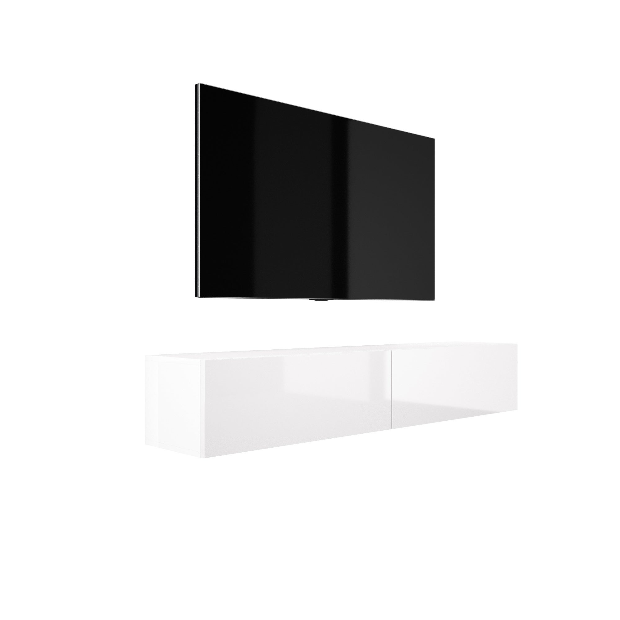 Szafka RTV : Biały Matowy / Biały Połysk, 170 x 32 x 34 cm
