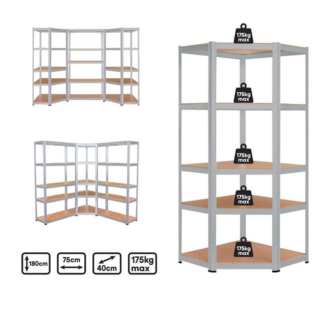Étagère Charge Lourde 180 x 75 x 45 cm 875 kg - argent Étagère Charge Lourde 180 x 75 x 45 cm 875 kg - argent