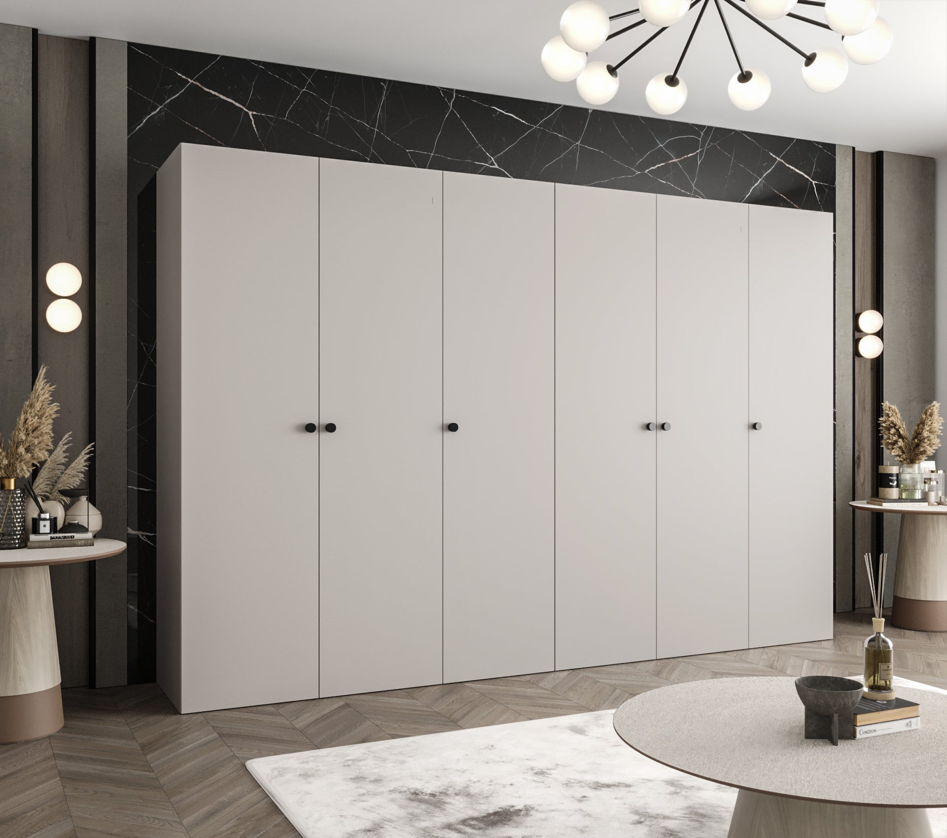 Szafa uchylna otwierana Parma 1 300 x 52 x 202 cm kaszmir + u. czarny Abiks Meble - 2