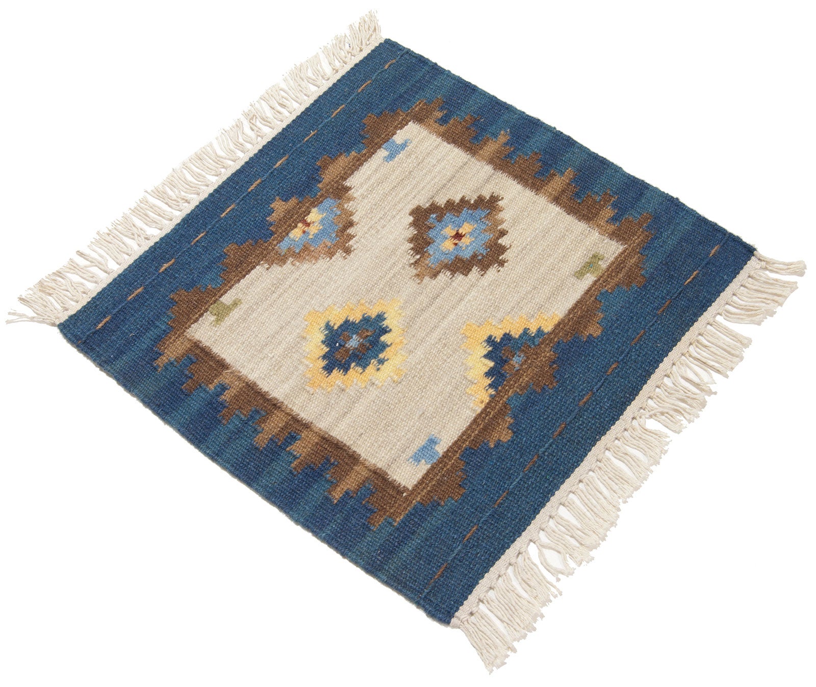 Dywan indyjski kilim 40x40 cm, wełna i bawełna, GalleriaFarah 1970