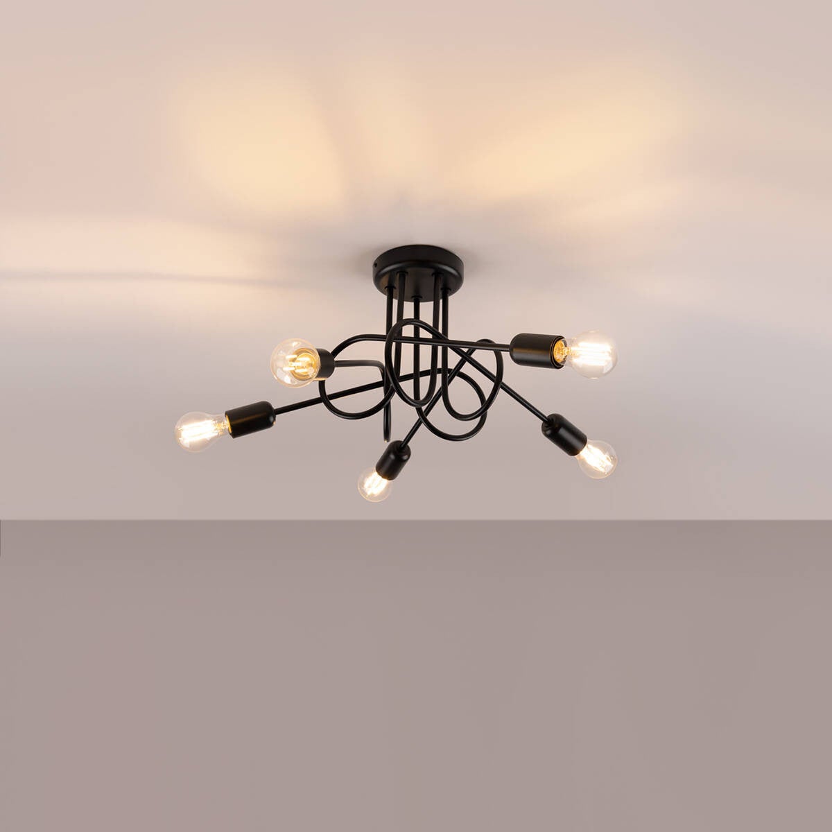 Lampa sufitowa wisząca Loop czarna 5xE27x15W industrialna wym: 35 x 55 x 55 cm metal Sollux Lighting - 3