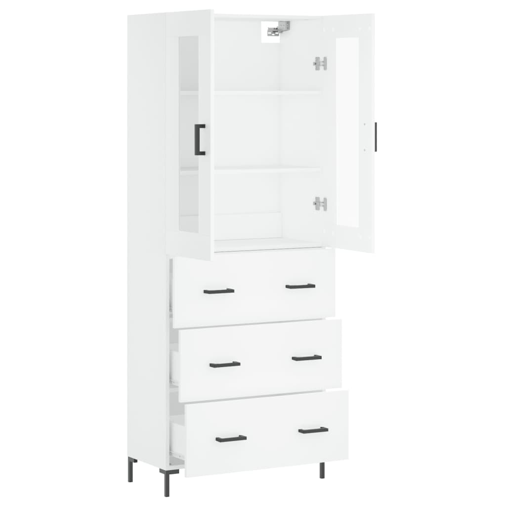 Buffet haut Blanc 69,5x34x180 cm Bois d'ingénierie - 4