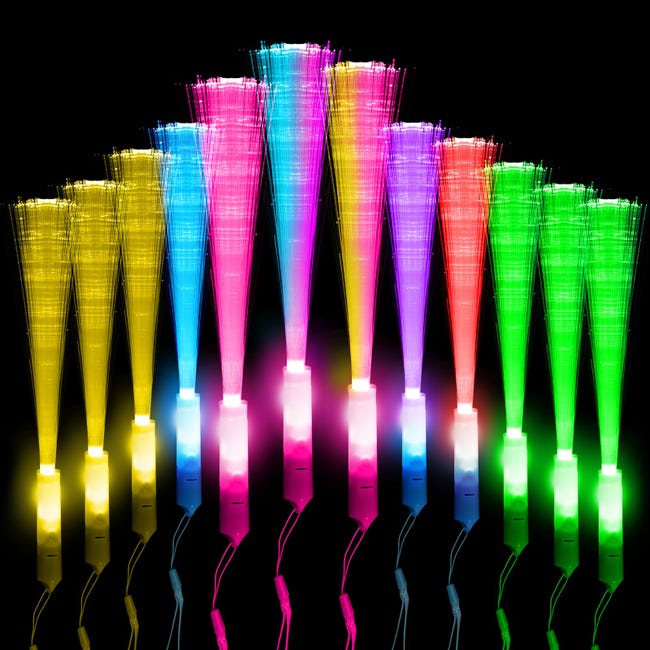 Led Baton String Bâtons Lumineux LED en Fibre Optique - Lot de 12 avec Piles, pour ...