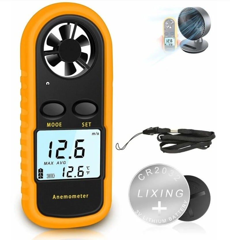Przenośny anemometr, wysokiej precyzji cyfrowy anemometr (±5%) z podświetleniem LCD, ręczny anemometr do użytku na zewnątrz, HAVC, drony