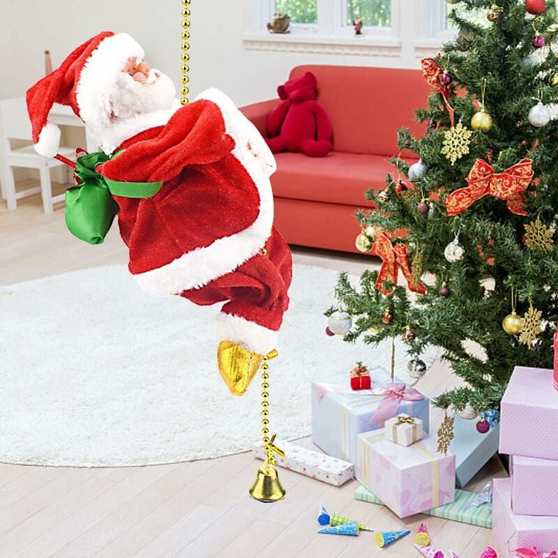 Babbo Natale elettrico che si arrampica, Babbo Natale che si arrampica su una scala di corda, creativo di Babbo Natale appeso - 5