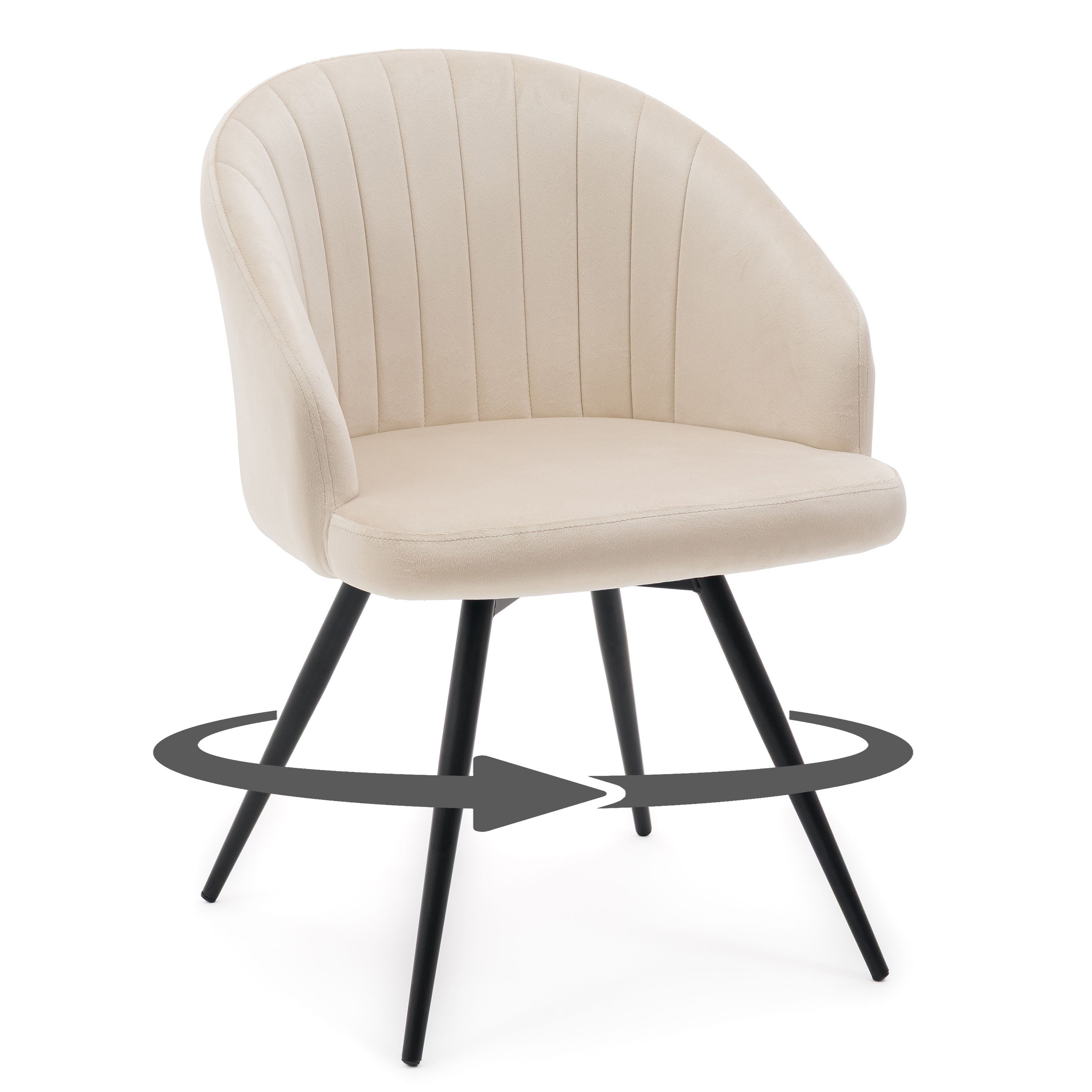 Krzesło tapicerowane obrotowe welurowe do salonu MODENA beżowe