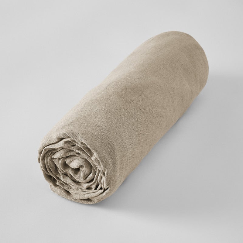 Drap housse 160 x 200 x 30 cm en lin lavé sable - LUISA - 3